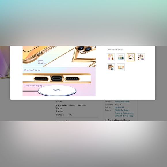 Flafens White Love Heart Case iPhone 12 ProMax Lux Hearts Cover - Picture 5 of 10